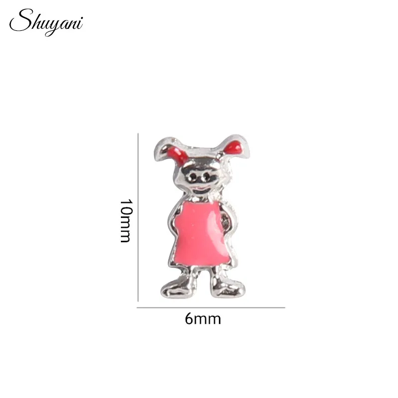 F44 микс плавающий медальон амулеты эмаль серебряный цвет 20 шт девочка и мальчик