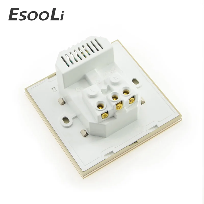 EsooLi розетка мощность 16A ЕС стандартный выход с 2A двойной usb-порт для зарядки для мобильного телефона золото закаленное стекло USB разъем