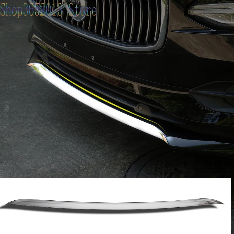 

For Volvo S90 2016 2017 2018 2019 stainless steel Front bumper lips cover trim strips Car Styling Accessories 1pcs