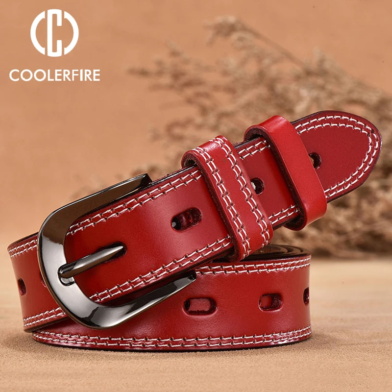 COOLERFIRE Винтажный стиль женские ремни Корова Натуральная кожа высокого качества сплав Пряжка модный дизайн LB005