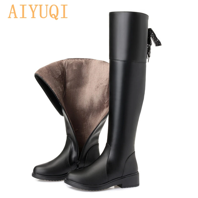 

AIYUQI/женские ботинки; Новинка 2022 года; Женские ботфорты из натуральной кожи; Модные ботфорты; Мотоботы; Женская обувь