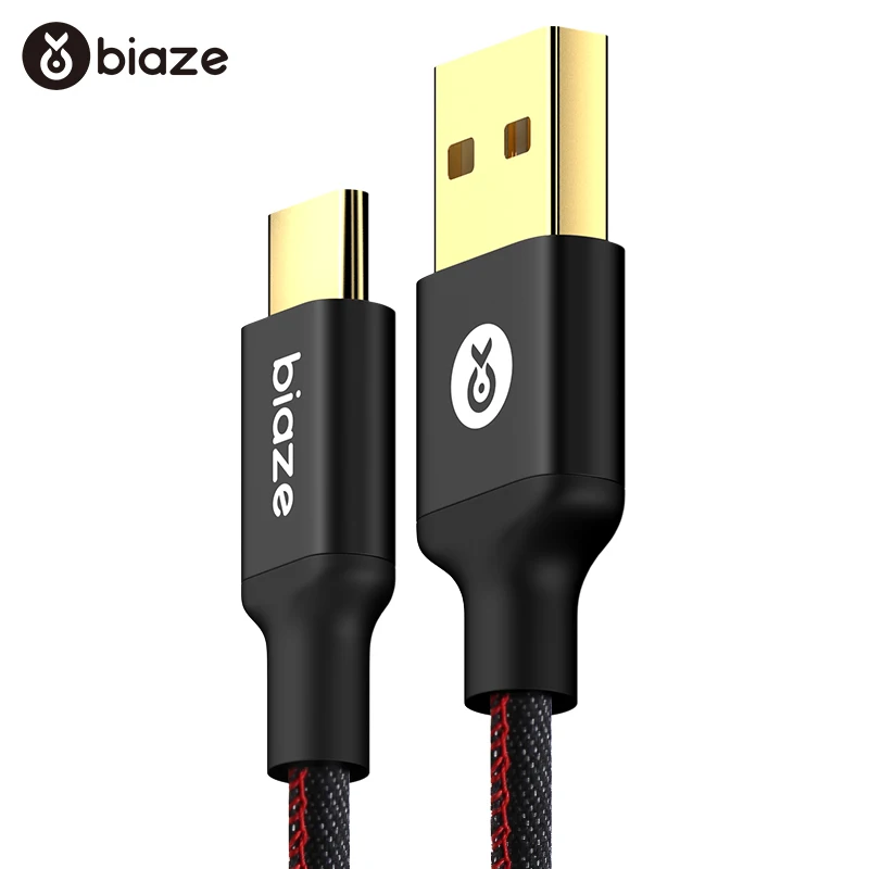 Черный Biaze usb type C кабель для передачи данных Быстрая зарядка usb c кабель type-c USB кабель для зарядного устройства для huawei Xiaomi Mi 8 samsung S9 S8 plus Note 9 8 - Цвет: Черный