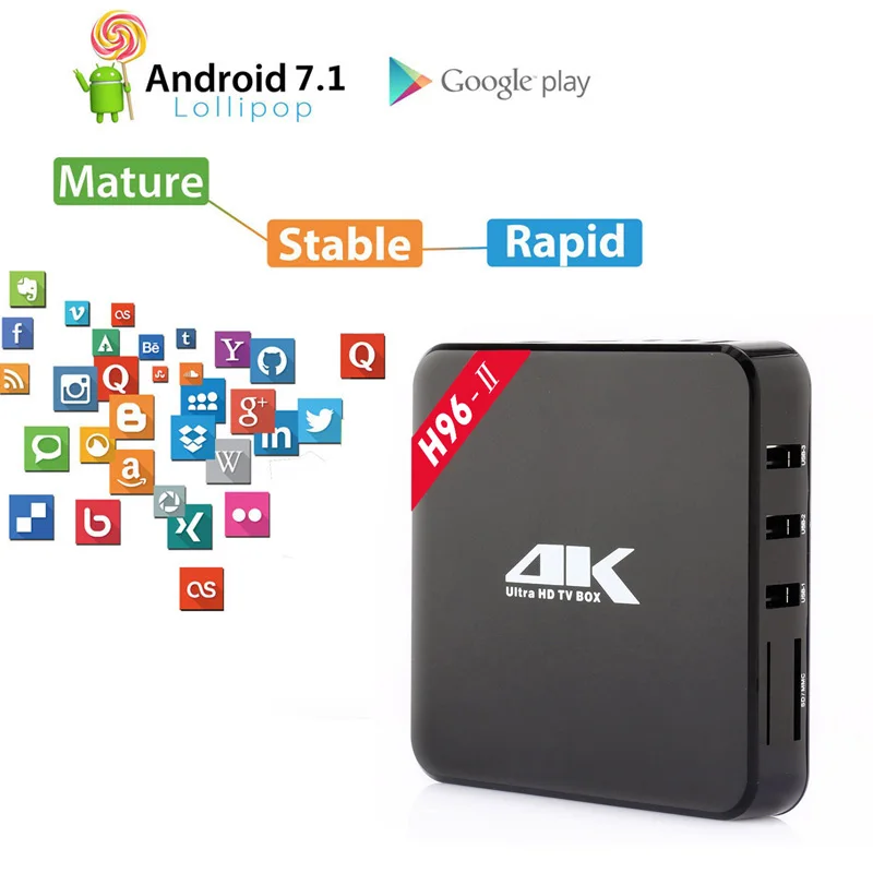 Xinways H96 II 2 Гб di RAM 16 ROM Quad Core 4/5g wifi Bluetooth 4 0 Android 7 1 smart TV Box Sostegno k HD x96mini|ТВ-приставки и