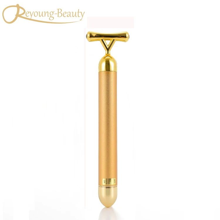 Высокочастотная вибрация 24K позолоченный энергетический Массажер для салона