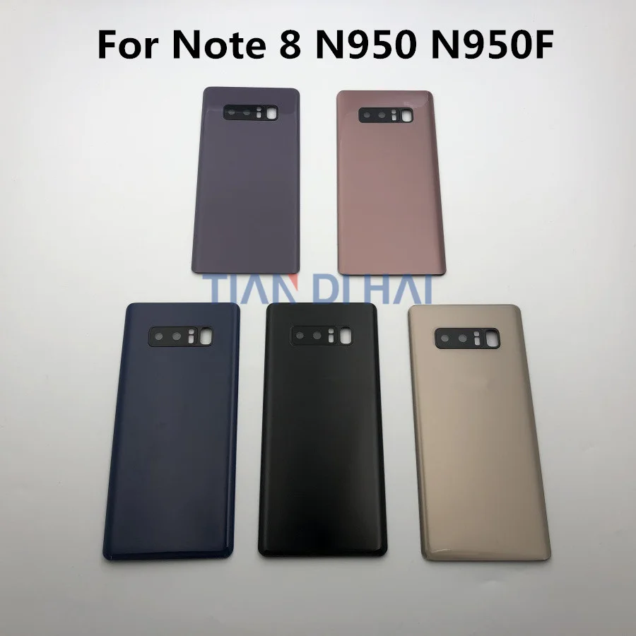 Для samsung Galaxy Note 8 N950 N950F Задняя стеклянная крышка батарейного отсека задняя дверь корпус камера стеклянная рамка объектива