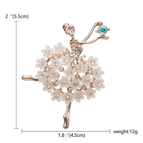 Женская Брошь с кристаллами, в форме цветка танцовщицы