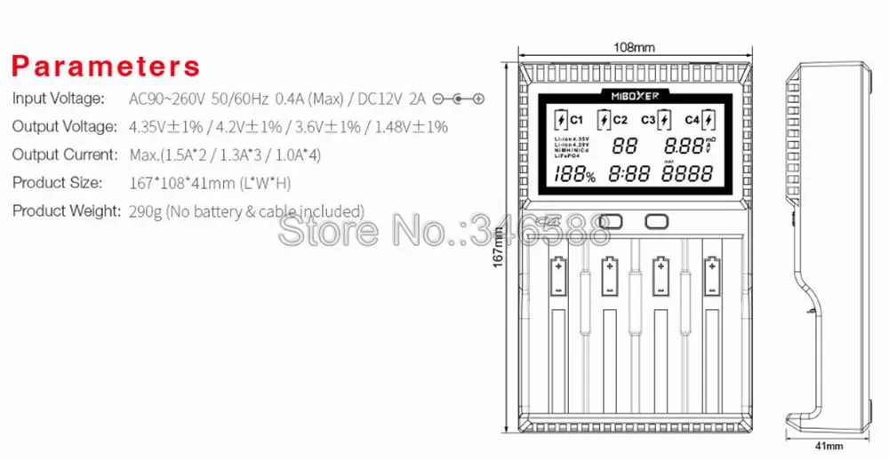 C4 зарядное устройство Miboxer для 10340 10440 AA AAA 14500 18650 26650 зарядное устройство Универсальное зарядное устройство 4 канала