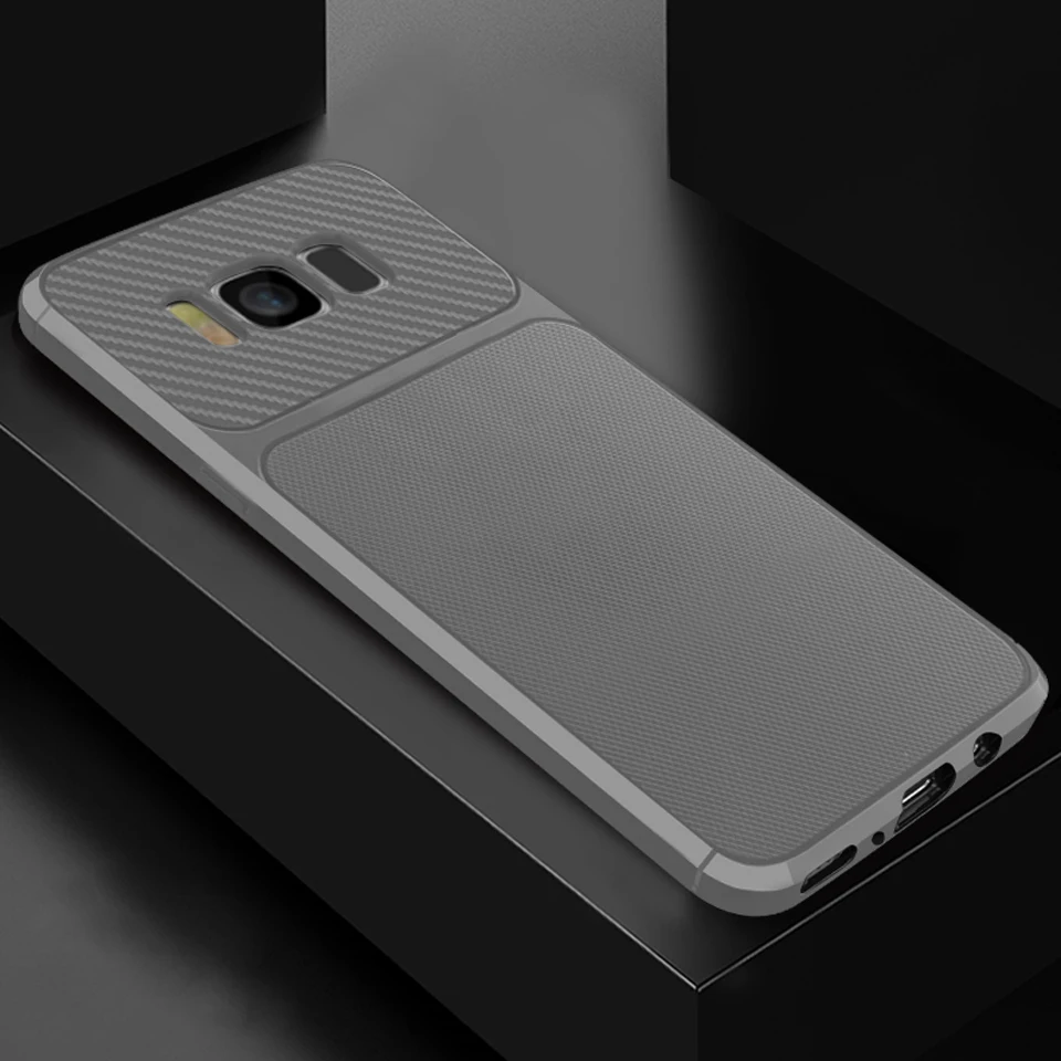 Для Samsung Galaxy S8 плюс броня случае ТПУ углеродного волокна мягкая задняя S9 S10 S10E A6 A7 A8