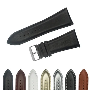 Ремешок YQI для часов, браслет из натуральной телячьей кожи, большой размер, чёрный Коричневый Белый Золотой Серебряный, с пряжкой, 32 мм