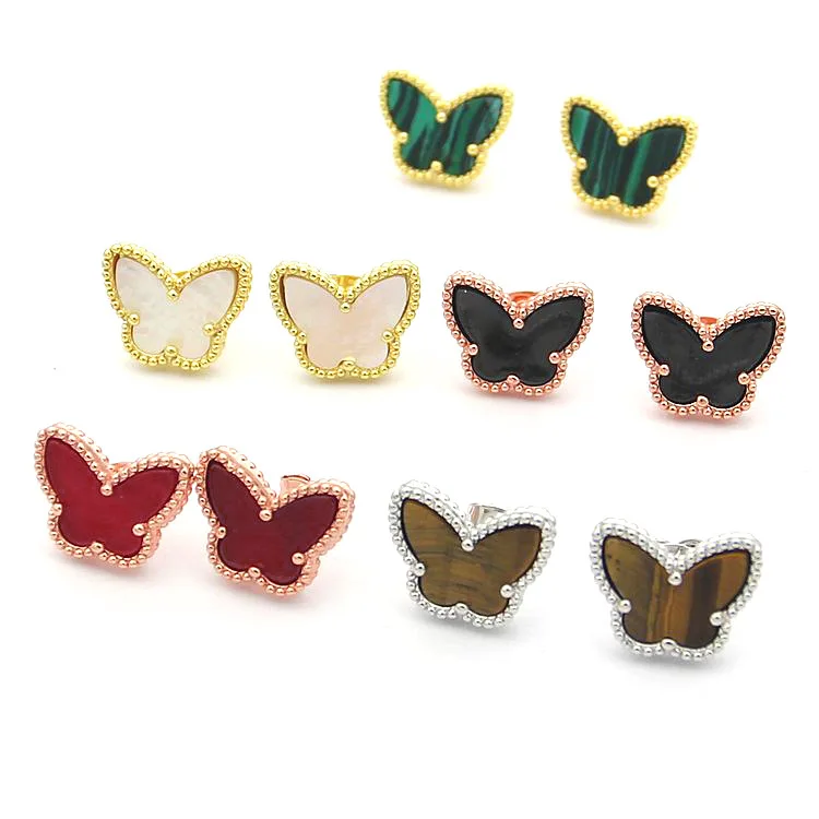 

Bilincolor fashion white shell butterfly butterfly stud earring for women