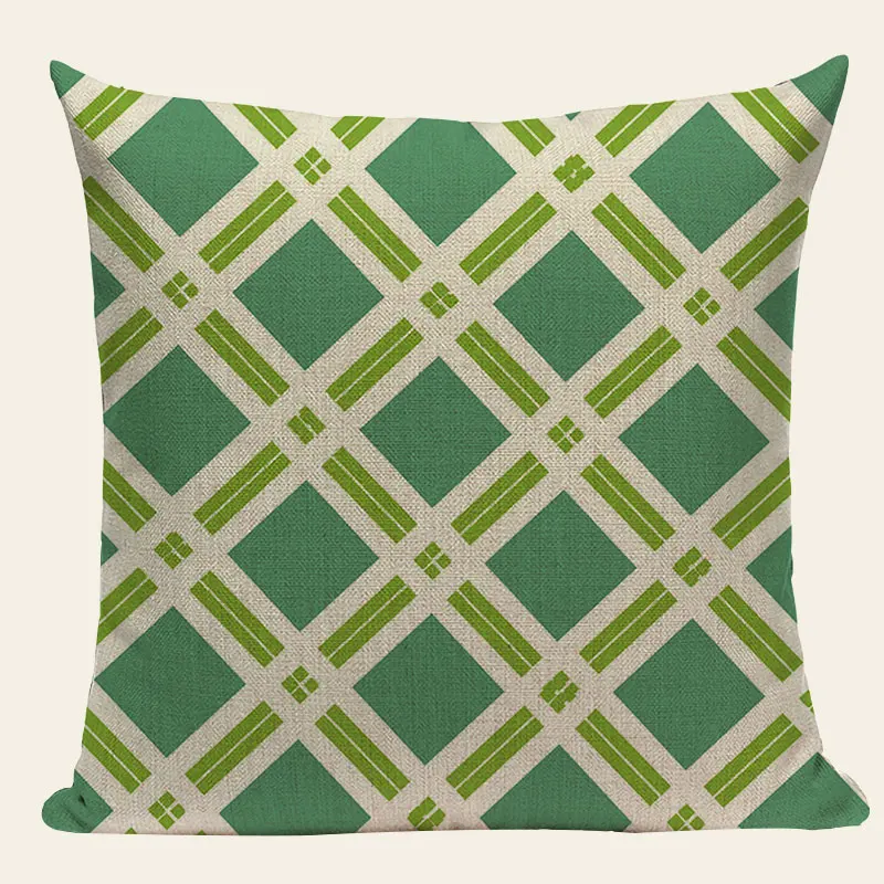 Чехол для дивана с геометрическим рисунком льняная синяя декоративная наволочка