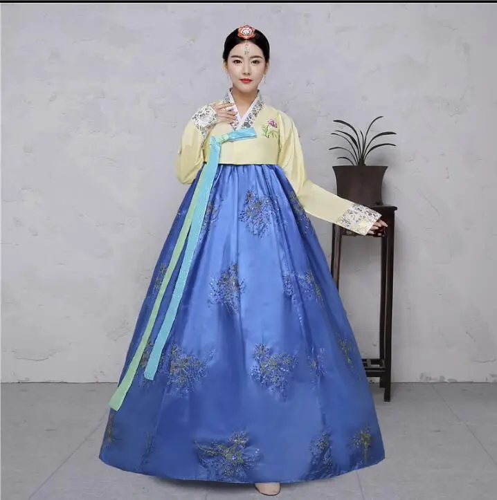 4 цвета блестки корейский традиционный костюм для женщин Элегантная весна Hanbok |