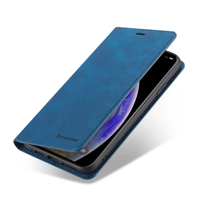 Магнитный кожаный чехол-бумажник для iPhone 6, 6 S, 7, 8 Plus, чехол для телефона с подставкой, держатель для карт, флип-чехол для iPhone XS Max XR 11 Pro - Цвет: Синий