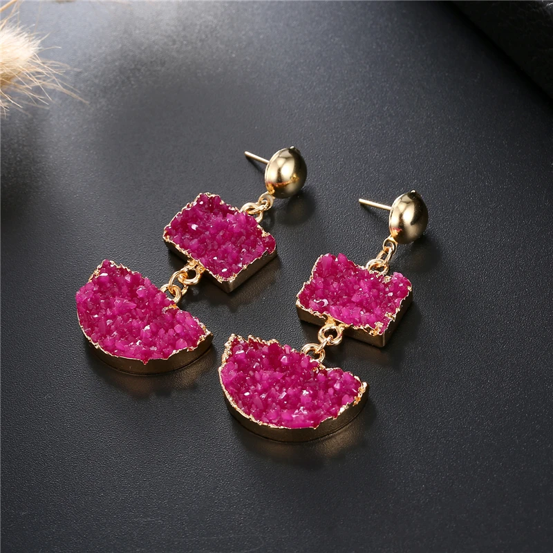 Dayoff Handmade Resin Drops Earings For Women Jewelry Square Semicircle Earrings Earing Long Earring pendientes largo E138 | Украшения и