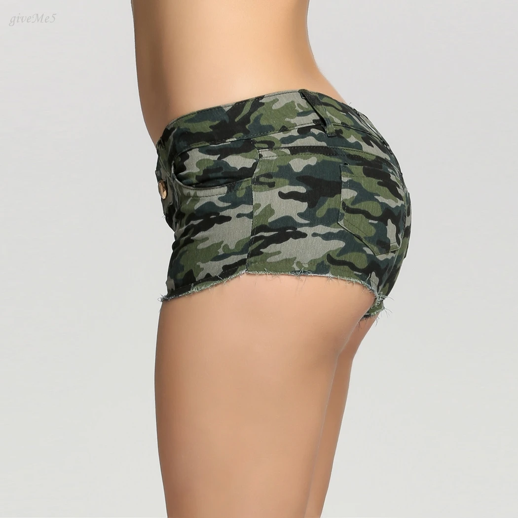 Для женщин низкая талия Джинсы для Шорты 2017 Летний стиль камуфляж Мотобрюки Лето