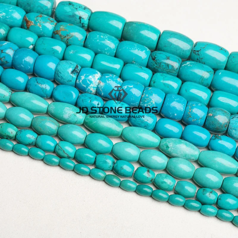 JD камень Бусины Бесплатная доставка голубой бирюзовый барабанный Форма