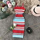 Халат в радужную полоску с принтом Femme Ete, милый свитер на бретельках для девочек, платье миди, платье-футляр для женщин, Клубное летнее платье, vestidos - Цвет: Красный