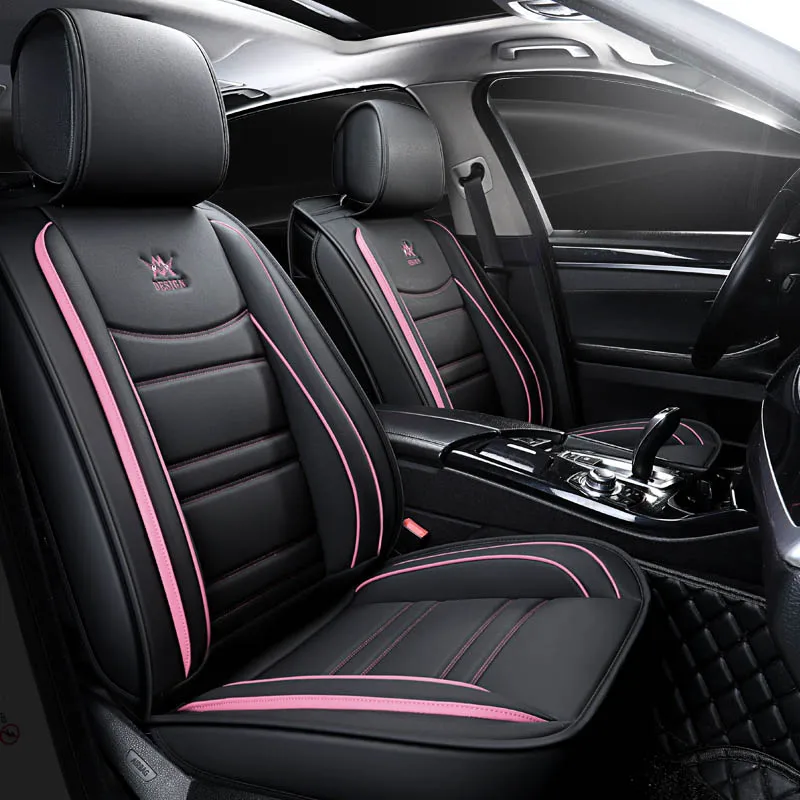 black pink Кожаные чехлы для автомобильных сидений hyundai i40 IX35 IX25 Sonata Santafe Tucson ELANTRA Accent автомобильные аксессуары чехол для сидений - Название цвета: black pink