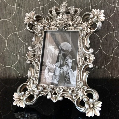 antique silver Европейская классическая ретро Дворцовая смоляная рамка, смоляная Корона, серебряная резная смоляная фоторамка, фоторамка - Цвет: antique silver