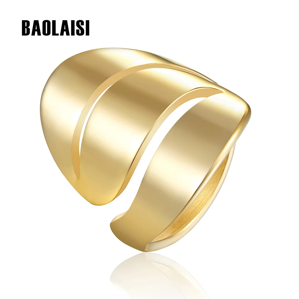

BAOLAISI элегантные женские обручальные кольца 316L из нержавеющей стали большие кольца с крыльями для женщин золотистые вечерние подарочные мо...