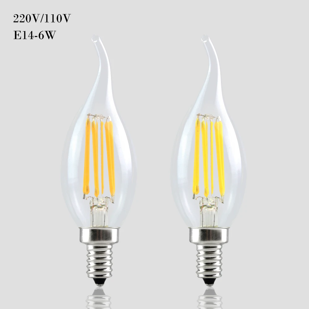 110 В 220 в E14 Светодиодная лампа накаливания Ретро Эдисона с регулируемой яркостью
