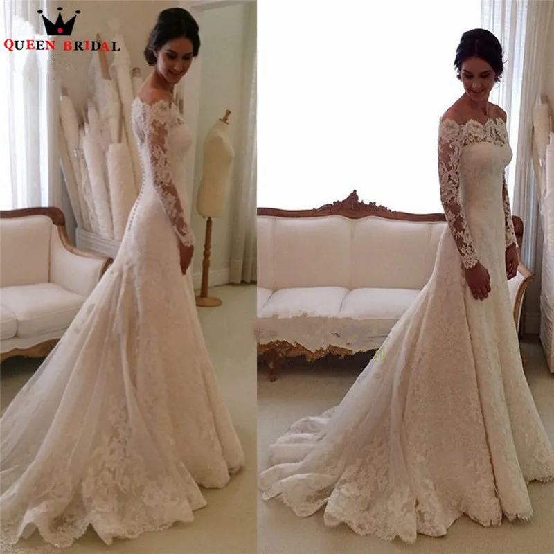 Свадебные платья с длинным рукавом длина до пола тюль кружево винтажное