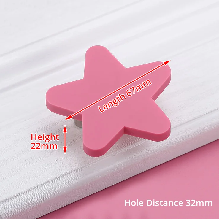 Star Pink 32mm Как детская комната ручки Moon Star мультфильм мебельные ручки ПВХ облако дверную ручку детские ручки для шкафа для детей - Цвет: Star Pink 32mm