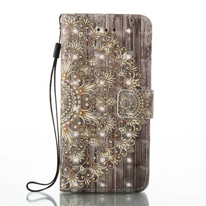 Golden Flower Для samsung Galaxy S10E S10 S9 S8 плюс S7 S6 край S5 j3 j5 j7 A3 из искусственной кожи Книга Флип Бумажник Чехол коровы колокол D03Z - Цвет: Golden Flower