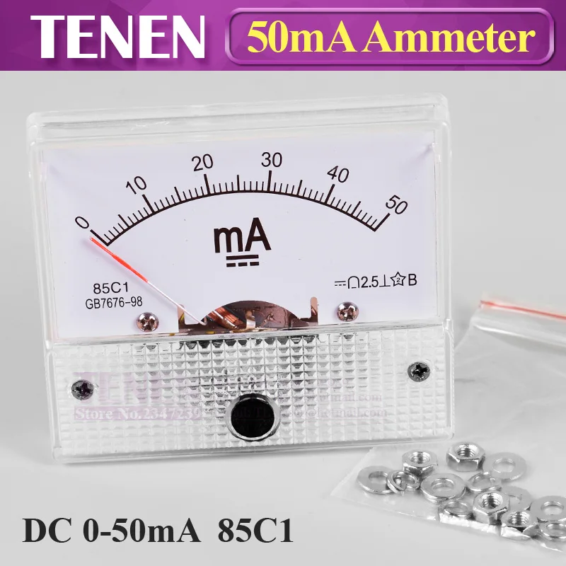 85C1 DC Аналоговый амперметр 0-50mA указатель тока измеритель напряжения измерительный усилитель Миллиамперметр панель для CO2 лазерная трубка источник питания