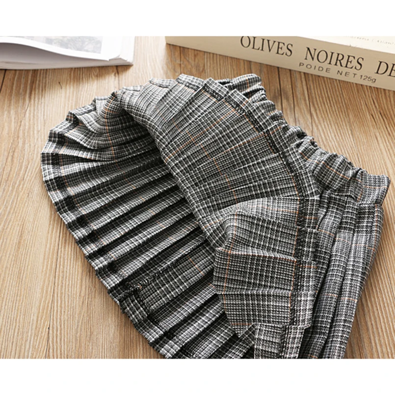 Винтажная стильная школьная Женская юбка серая/хаки клетчатая пачка для девочек