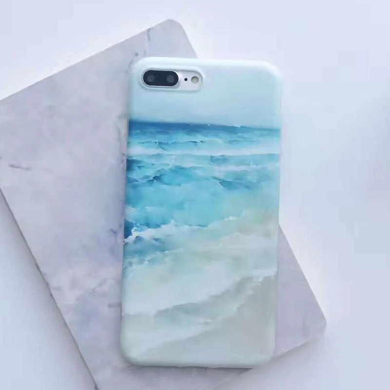 Tfshining Blue Sea Waves beach Silicon Phone case For apple iphone 6 6s 7 8 plus IMD Ocean TPU Case X back cover capa |