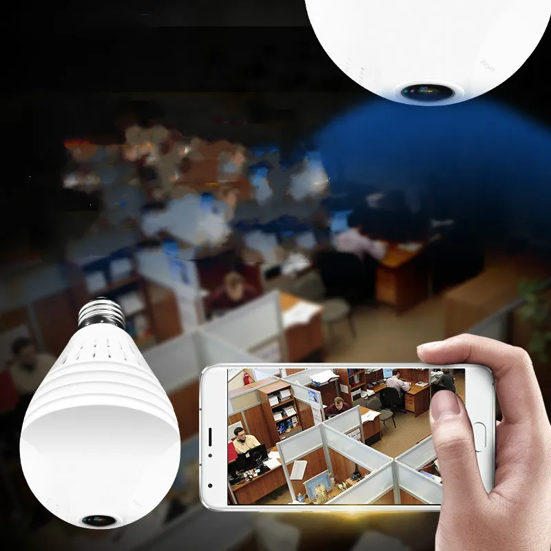 Оптовая продажа панорамная лампа vr 360 градусов рыбий глаз HD 960P Беспроводная ip