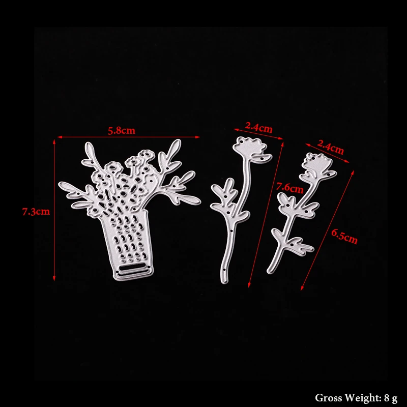 ABOOM 3PCS Romantic Vase Flowers Metal Crafts Paper Die Cutting Dies For Scrapbooking DIY Wedding Halloween Handmade Card Mold | Дом и сад
