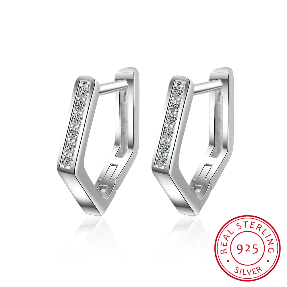 

Genuine 925 Silver Summer Simple Minimalist Geometric Angle Clip Earrings Ear Cuff Clip-on Earring Women Jewellery Gift