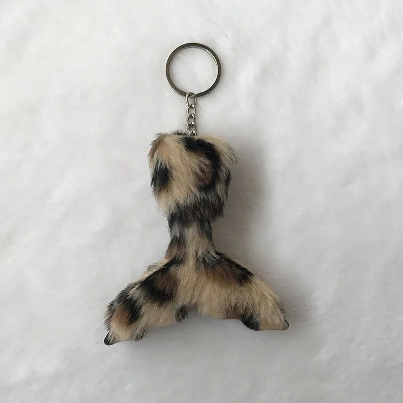 6 Леопардовый принт плюшевый Персиковое сердце кулон-брелок для автомобиля из меха кролика пятиконечная звезда медведь девушки сумка аксессуары K0009 - Цвет: 6