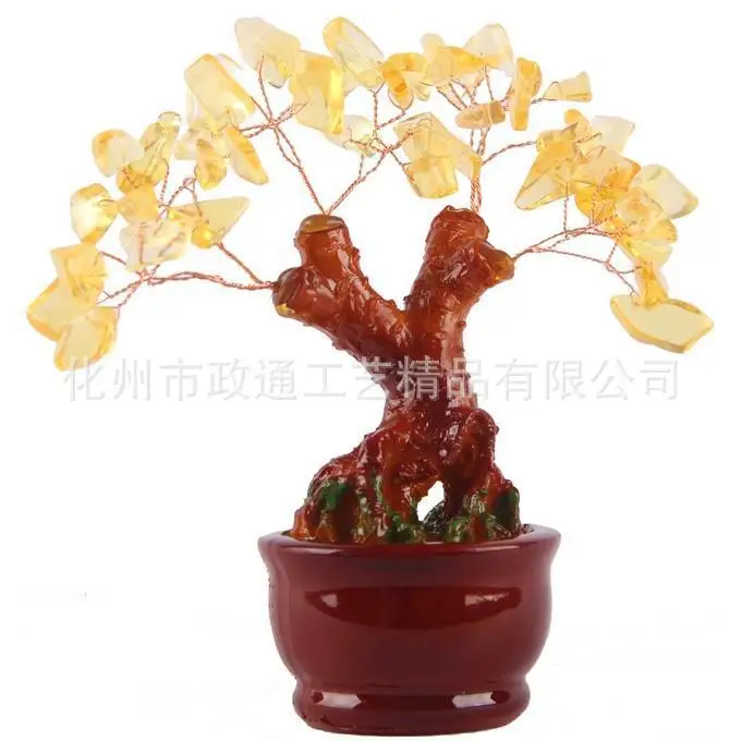 wholesale Jade fiscal resin with people Lucky Craft Crystal tabletop tree ornaments opening gifts |