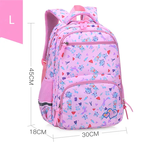 L pink Школьные сумки с цветочным принтом для девочек 1-6 классов, Детские ортопедические школьные рюкзаки, mochila infantil - Цвет: L pink