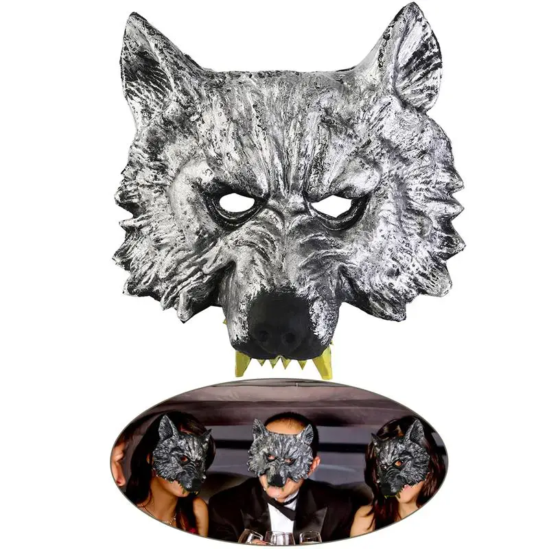 Серая маска голова Волка ужас латексная для Хэллоуина вечеринки карнавала