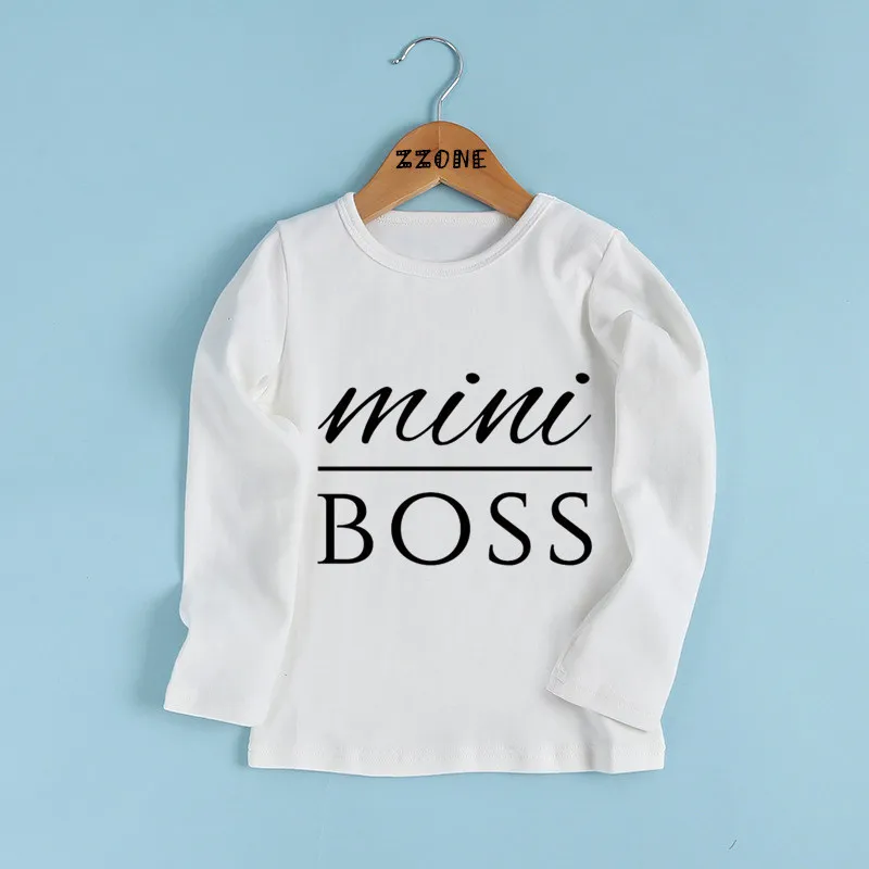 Детская забавная повседневная одежда футболка с надписью MINI BOSS для мальчиков и