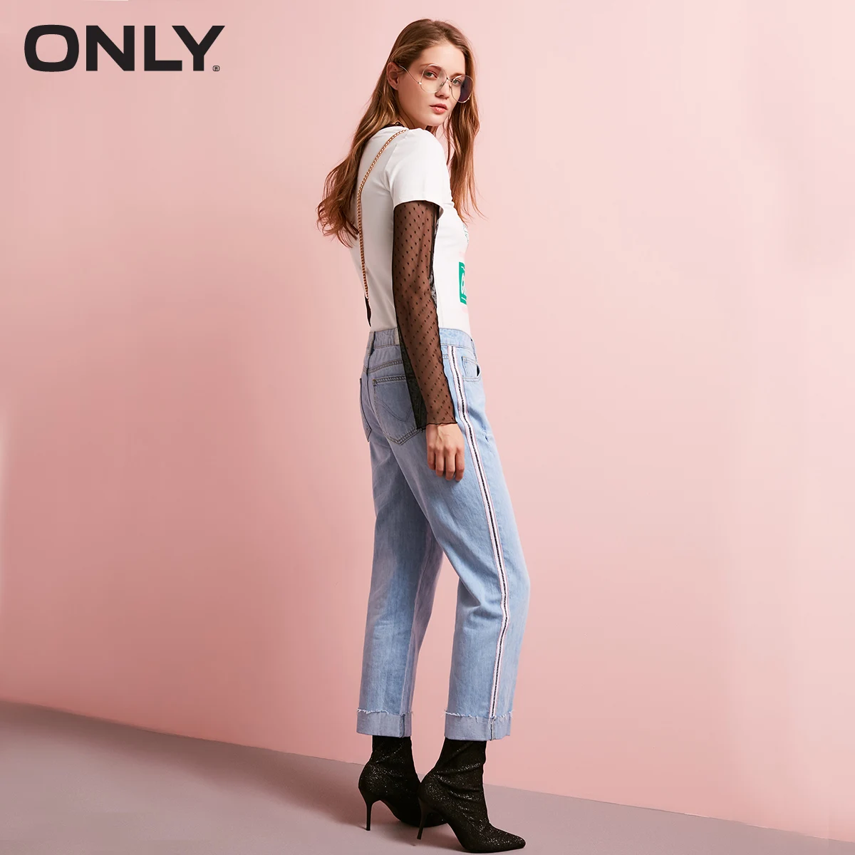 ONLY 2019 Spring Summer New Women's Letter Print Slim Fit T-shirt |118101628 | Женская одежда