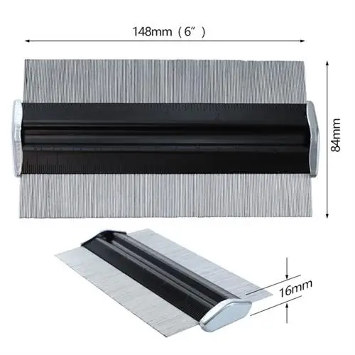 148x84x16mm Нержавеющая сталь металлический профиль контурный Калибр шаблон плиточный Плинтус Ламинат профиль деревянная линейка общие измерительные инструменты - Цвет: 148x84x16mm