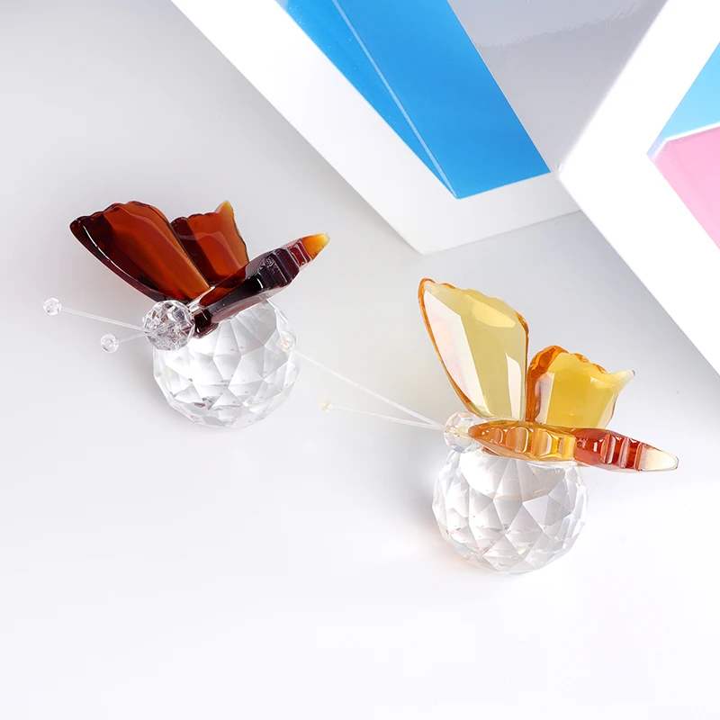 Миниатюрная фигурка-бабочка из хрусталя К9 ручной работы стеклянное украшение