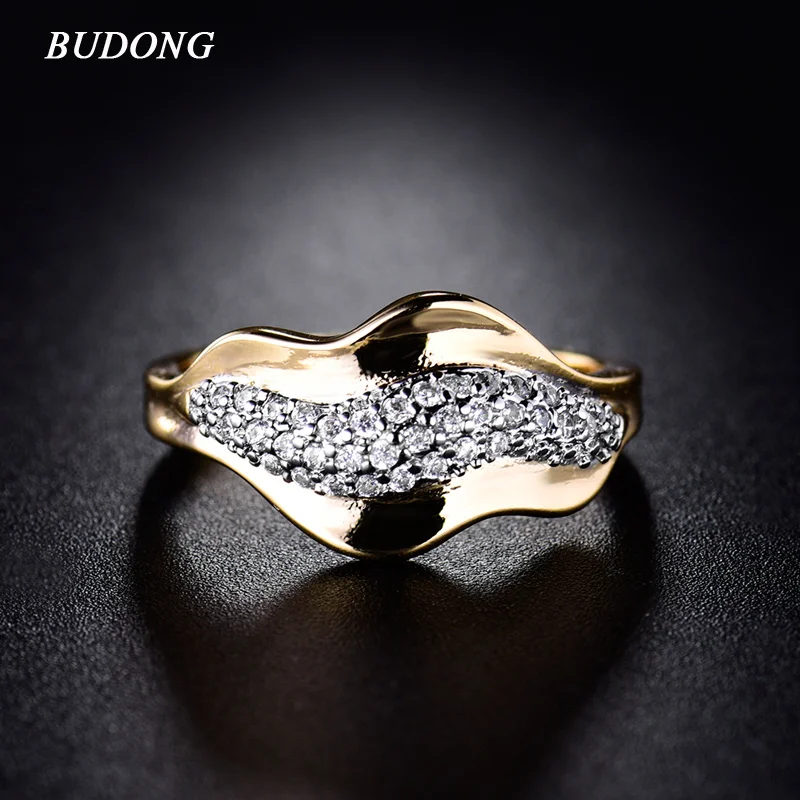Кольцо будонг Infinity женское Винтажное кольцо золотого цвета с фианитом в подарок