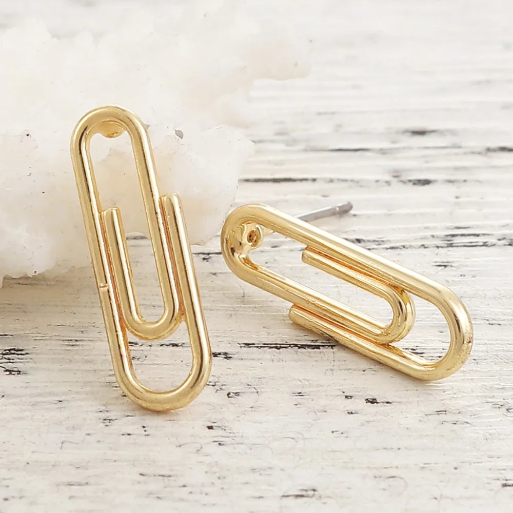 Серьги пусеты DoreenBeads на основе сплава цинка с бумажным зажимом золотые петлей для
