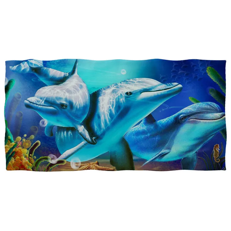 Z4979 HUGSIDEA полотенца из микрофибры 3d Акула/Дельфин/Черепаха/КИТ печать большие толстые банные полотенца для детей Детские креативные пляжные полотенца - Цвет: Z4979
