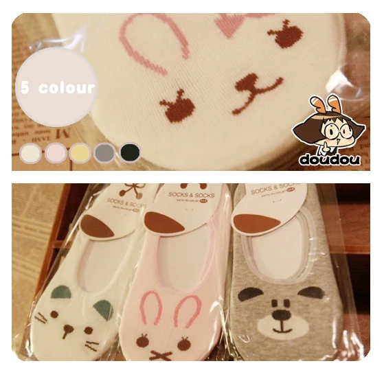 

Princess sweet lolita socks Summer sock slippers 100% cotton breathable shallow mouth invisible socks animal rabbit dog KCW014