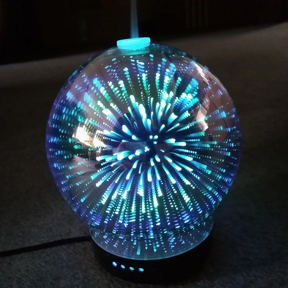 100 мл 3D LED свет очиститель воздуха увлажнитель стекло дерево зерна Электрический