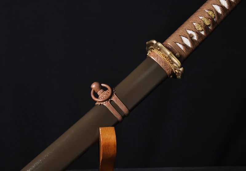 Японский самурайский меч ручной работы пружинная сталь + глина закаленное