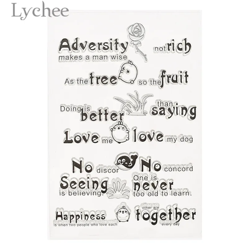 Lychee общие слова прозрачные штампы прозрачная пластиковая папка для тиснения DIY