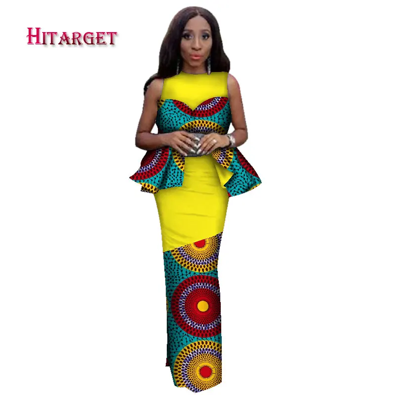 

Hitarget 2019 New Design African Bazin Riche Dresses for Women Traditional Craft High-end wedding dress African Clothes WY2314